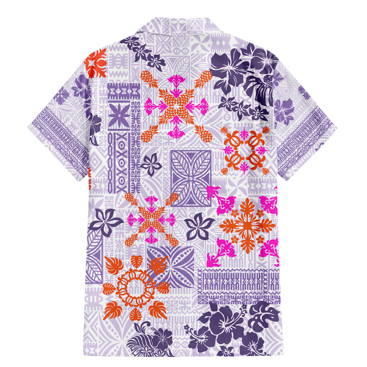 Hawaii Tapa Tribal Family Matching Mermaid Dress and Hawaiian Shirt With Hawaiian Quilt Pattern Violet LT9 - Polynesian Pride