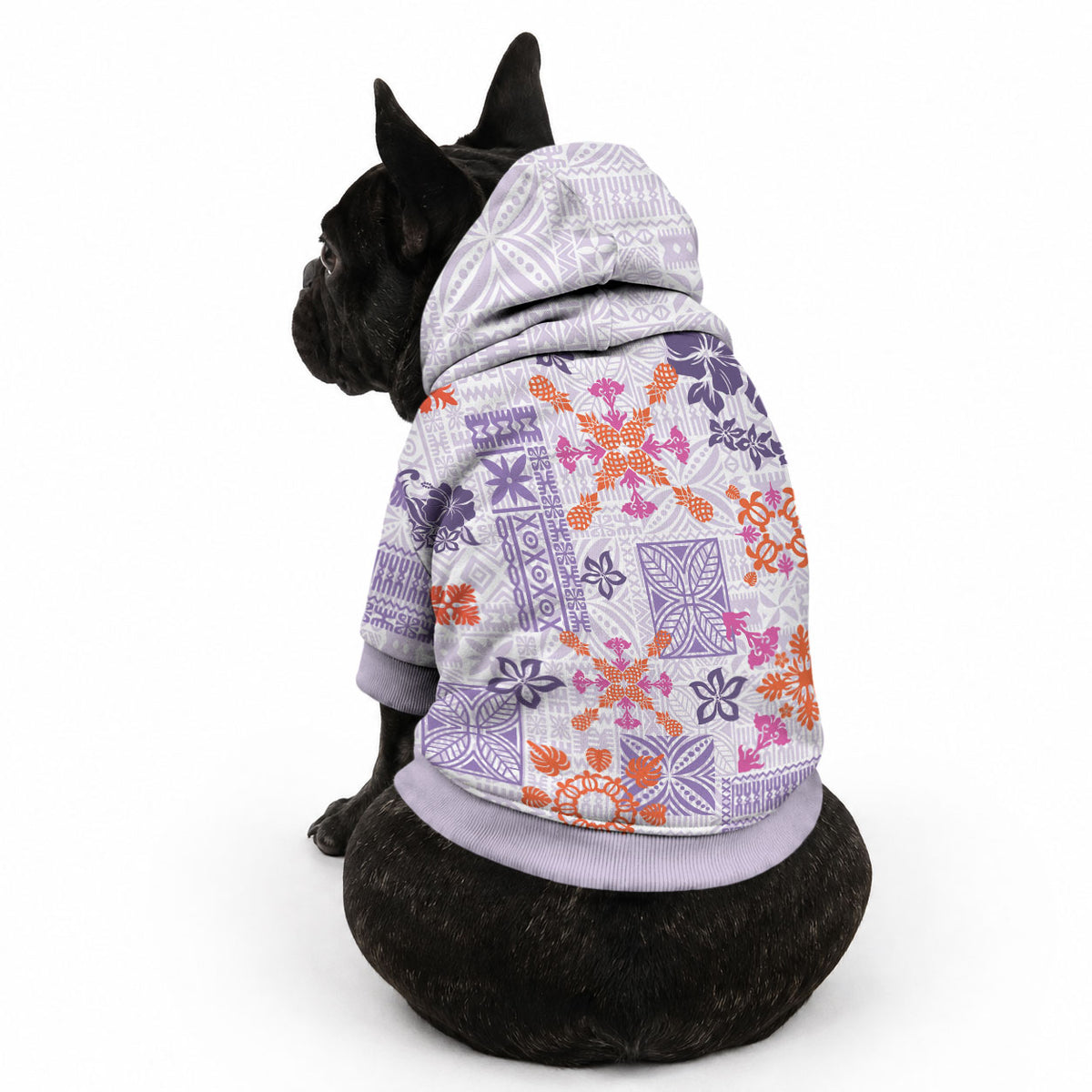 Hawaii Tapa Tribal Pet Hoodie With Hawaiian Quilt Pattern Violet LT9 - Polynesian Pride
