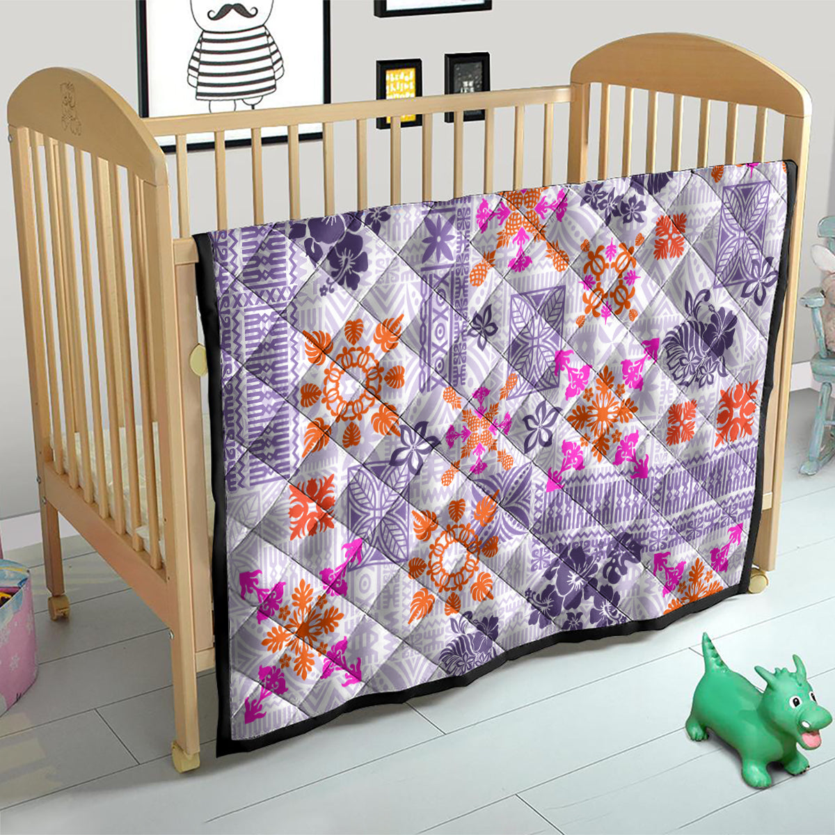 Hawaii Tapa Tribal Quilt With Hawaiian Quilt Pattern Violet LT9 - Polynesian Pride