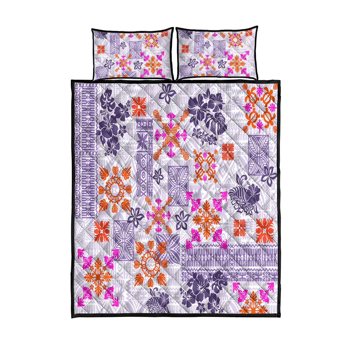 Hawaii Tapa Tribal Quilt Bed Set With Hawaiian Quilt Pattern Violet LT9 Violet - Polynesian Pride