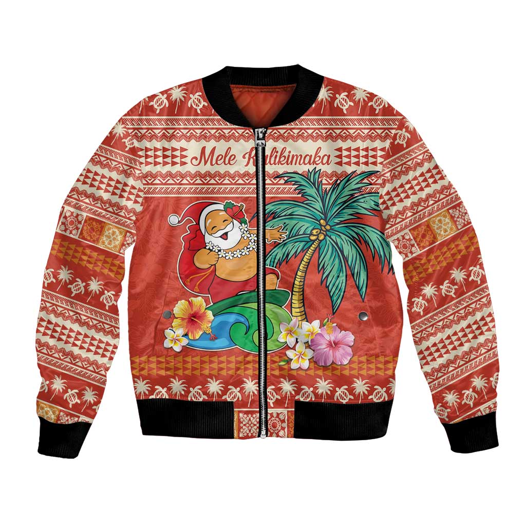 Hawaii Mele Kalikimaka Bomber Jacket Surfing Santa Funny Christmas