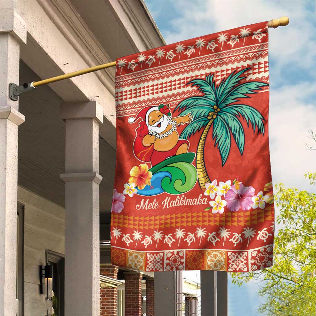 Hawaii Mele Kalikimaka Garden Flag Surfing Santa Funny Christmas