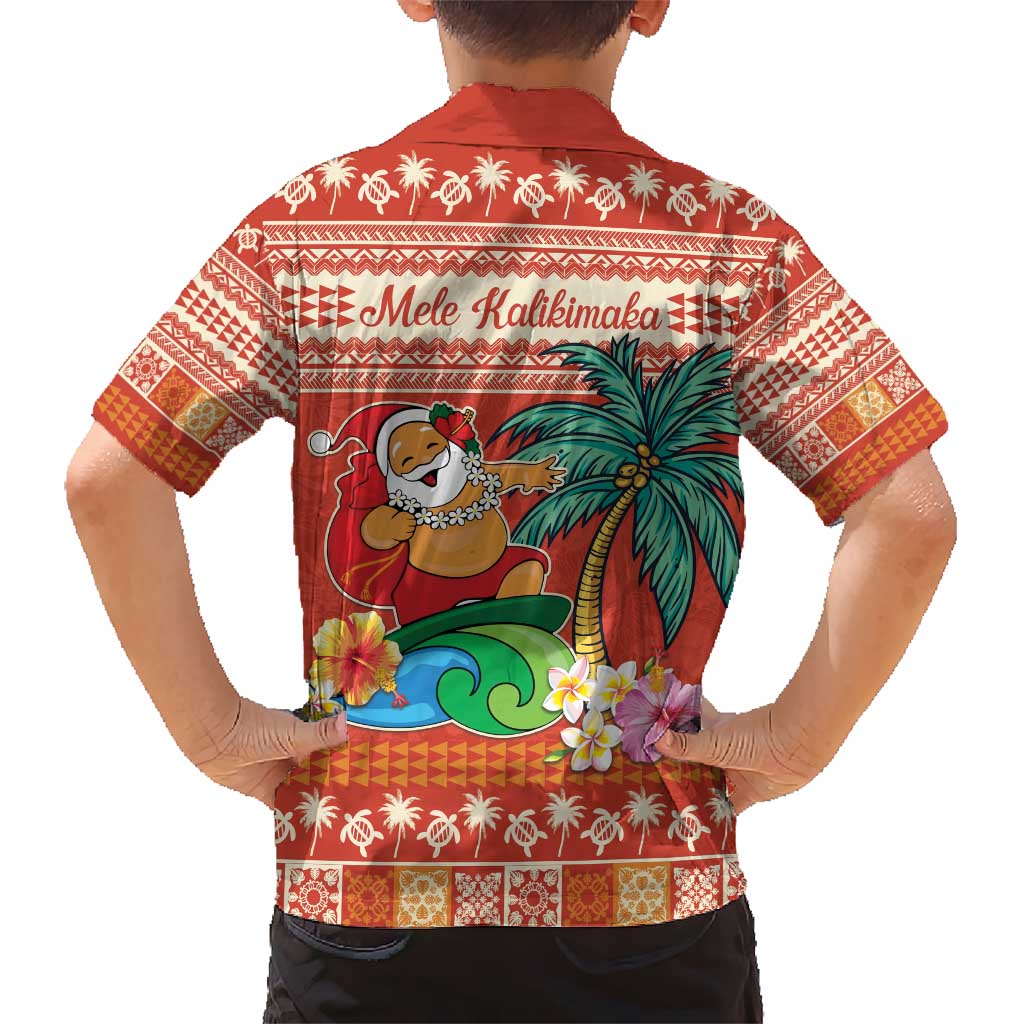 Hawaii Mele Kalikimaka Kid Hawaiian Shirt Surfing Santa Funny Christmas