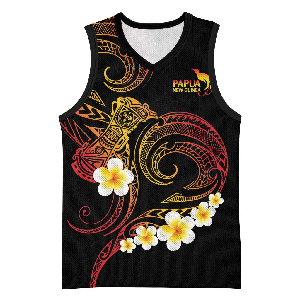 Personalised Papua New Guinea Sepik Basketball Jersey Plumeria Floral Tribal Pattern - Polynesian Pride