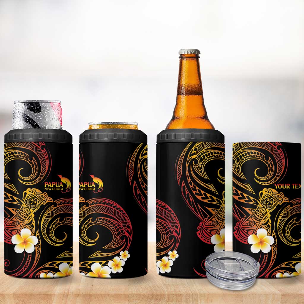 Personalised Papua New Guinea Sepik 4 in 1 Can Cooler Tumbler Plumeria Floral Tribal Pattern - Polynesian Pride