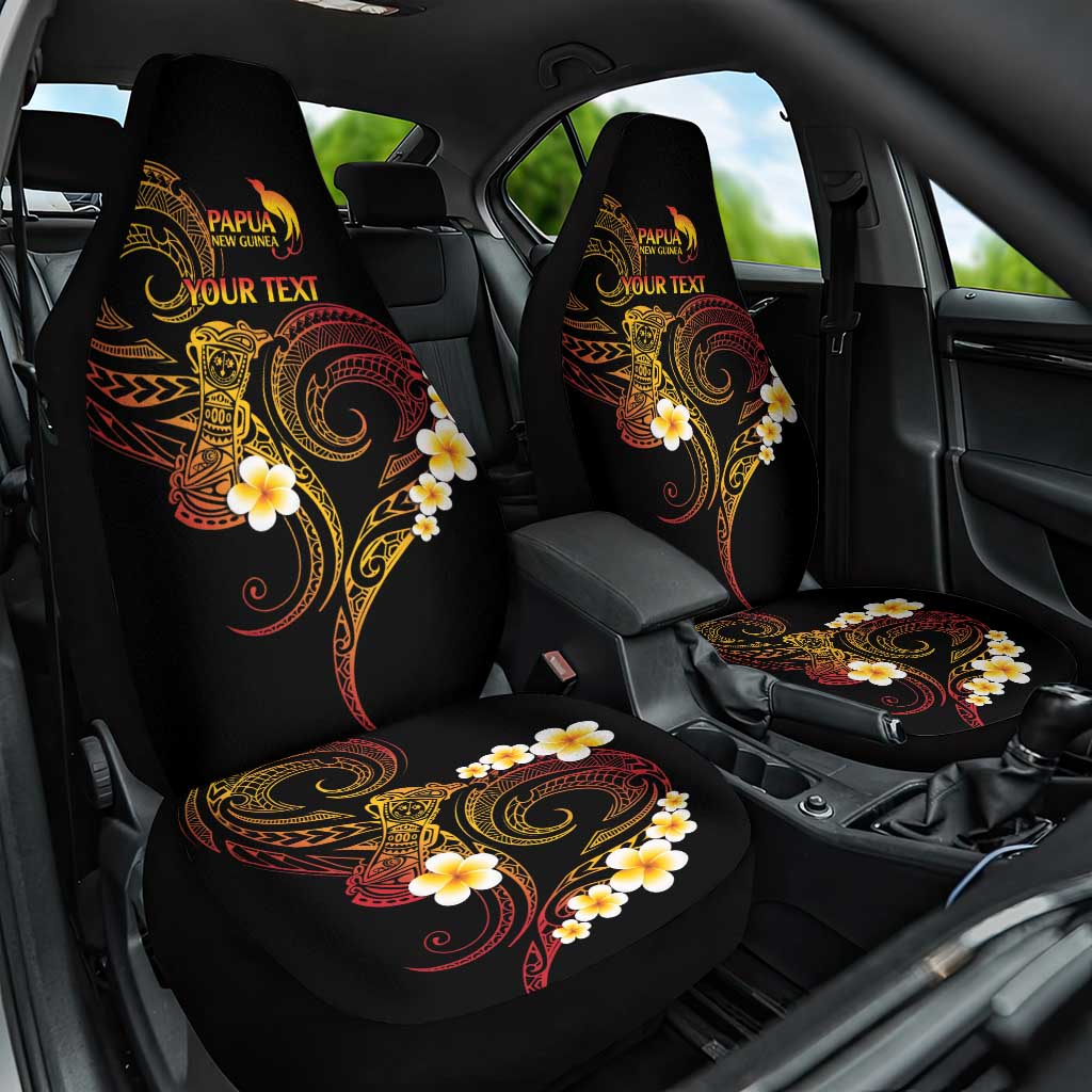 Personalised Papua New Guinea Sepik Car Seat Cover Plumeria Floral Tribal Pattern - Polynesian Pride
