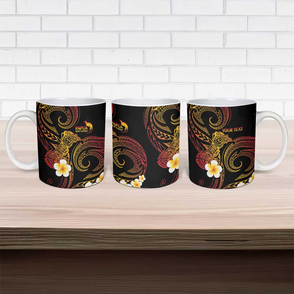 Personalised Papua New Guinea Sepik Ceramic Mug Plumeria Floral Tribal Pattern - Polynesian Pride