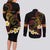 Personalised Papua New Guinea Sepik Couples Matching Long Sleeve Bodycon Dress and Long Sleeve Button Shirt Plumeria Floral Tribal Pattern - Polynesian Pride
