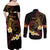 Personalised Papua New Guinea Sepik Couples Matching Off Shoulder Maxi Dress and Long Sleeve Button Shirt Plumeria Floral Tribal Pattern - Polynesian Pride