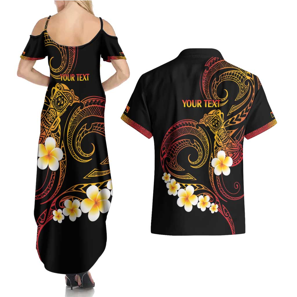 Personalised Papua New Guinea Sepik Couples Matching Summer Maxi Dress and Hawaiian Shirt Plumeria Floral Tribal Pattern LT9 - Polynesian Pride
