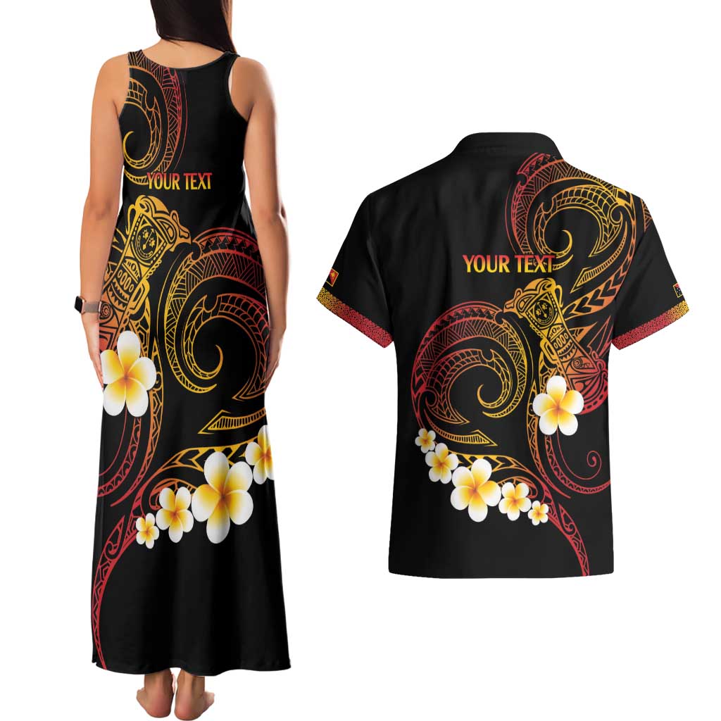 Personalised Papua New Guinea Sepik Couples Matching Tank Maxi Dress and Hawaiian Shirt Plumeria Floral Tribal Pattern LT9 - Polynesian Pride