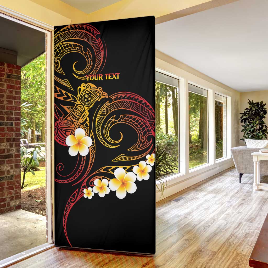 Personalised Papua New Guinea Sepik Door Cover Plumeria Floral Tribal Pattern - Polynesian Pride