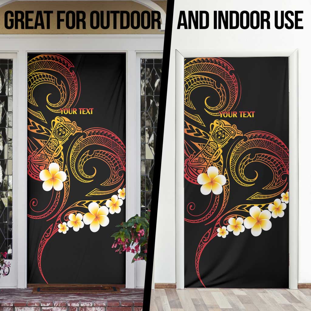 Personalised Papua New Guinea Sepik Door Cover Plumeria Floral Tribal Pattern - Polynesian Pride