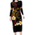 Personalised Papua New Guinea Sepik Family Matching Long Sleeve Bodycon Dress and Hawaiian Shirt Plumeria Floral Tribal Pattern - Polynesian Pride