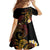 Personalised Papua New Guinea Sepik Family Matching Off The Shoulder Long Sleeve Dress and Hawaiian Shirt Plumeria Floral Tribal Pattern - Polynesian Pride