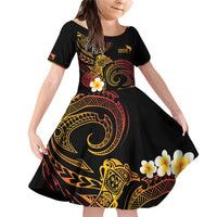 Personalised Papua New Guinea Sepik Family Matching Off Shoulder Short Dress and Hawaiian Shirt Plumeria Floral Tribal Pattern - Polynesian Pride