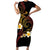 Personalised Papua New Guinea Sepik Family Matching Short Sleeve Bodycon Dress and Hawaiian Shirt Plumeria Floral Tribal Pattern - Polynesian Pride