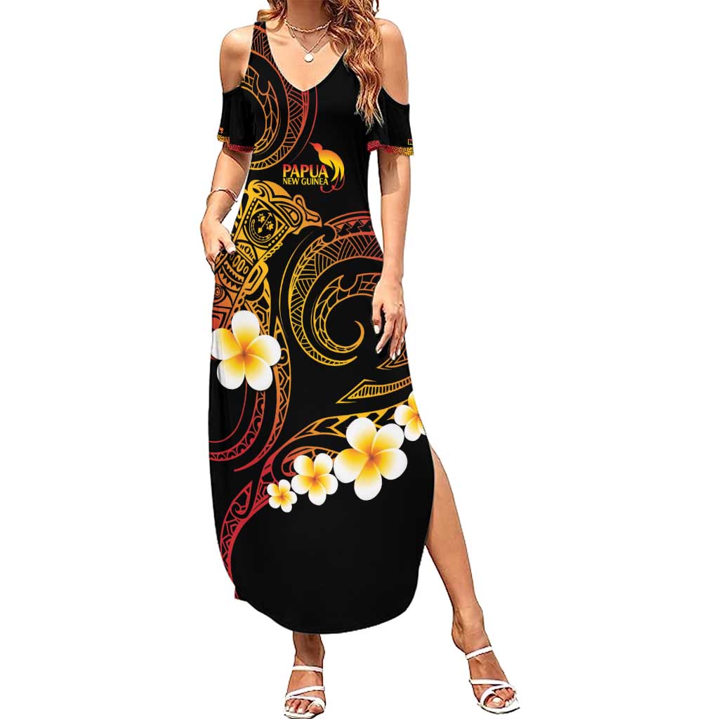 Personalised Papua New Guinea Sepik Family Matching Summer Maxi Dress and Hawaiian Shirt Plumeria Floral Tribal Pattern - Polynesian Pride