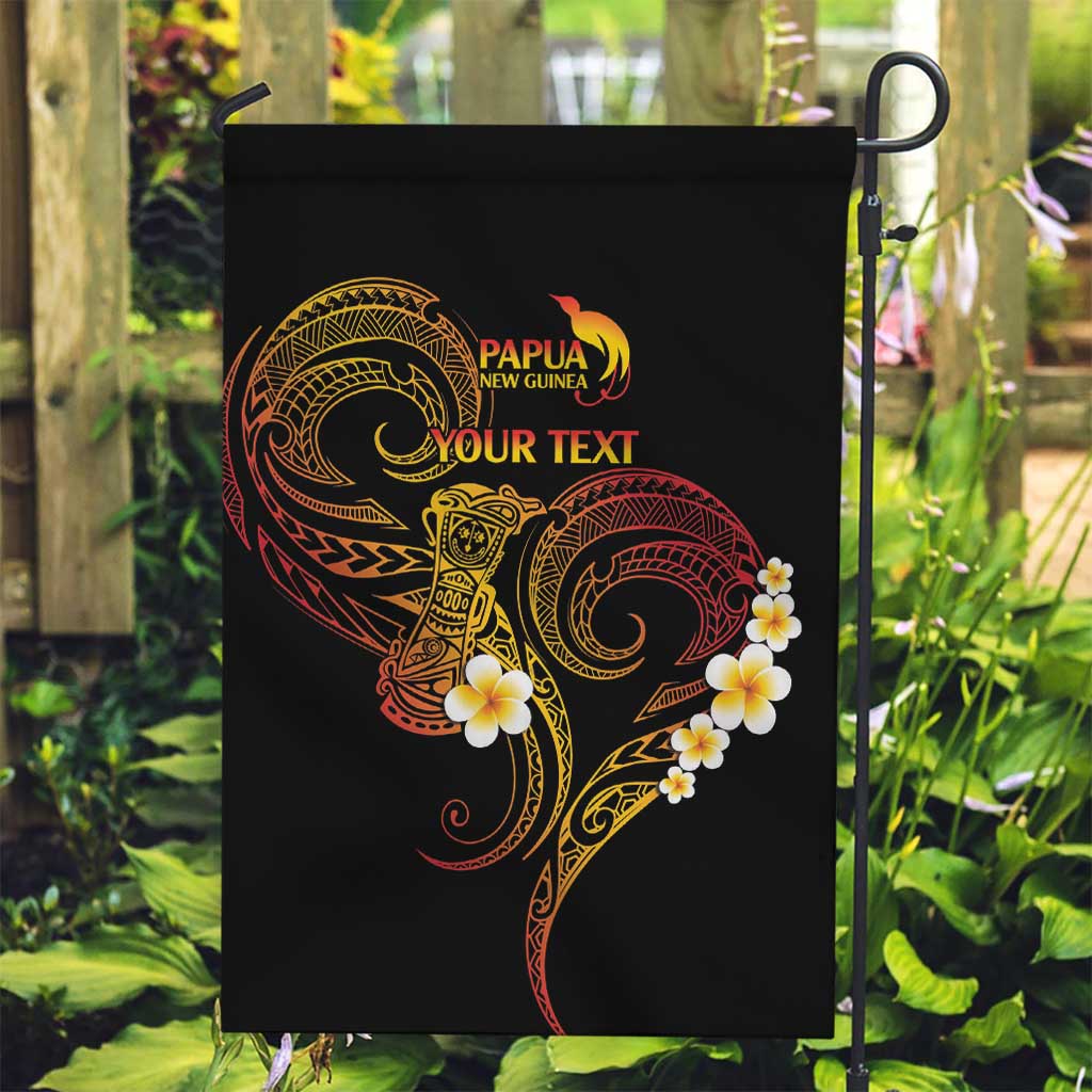 Personalised Papua New Guinea Sepik Garden Flag Plumeria Floral Tribal Pattern - Polynesian Pride
