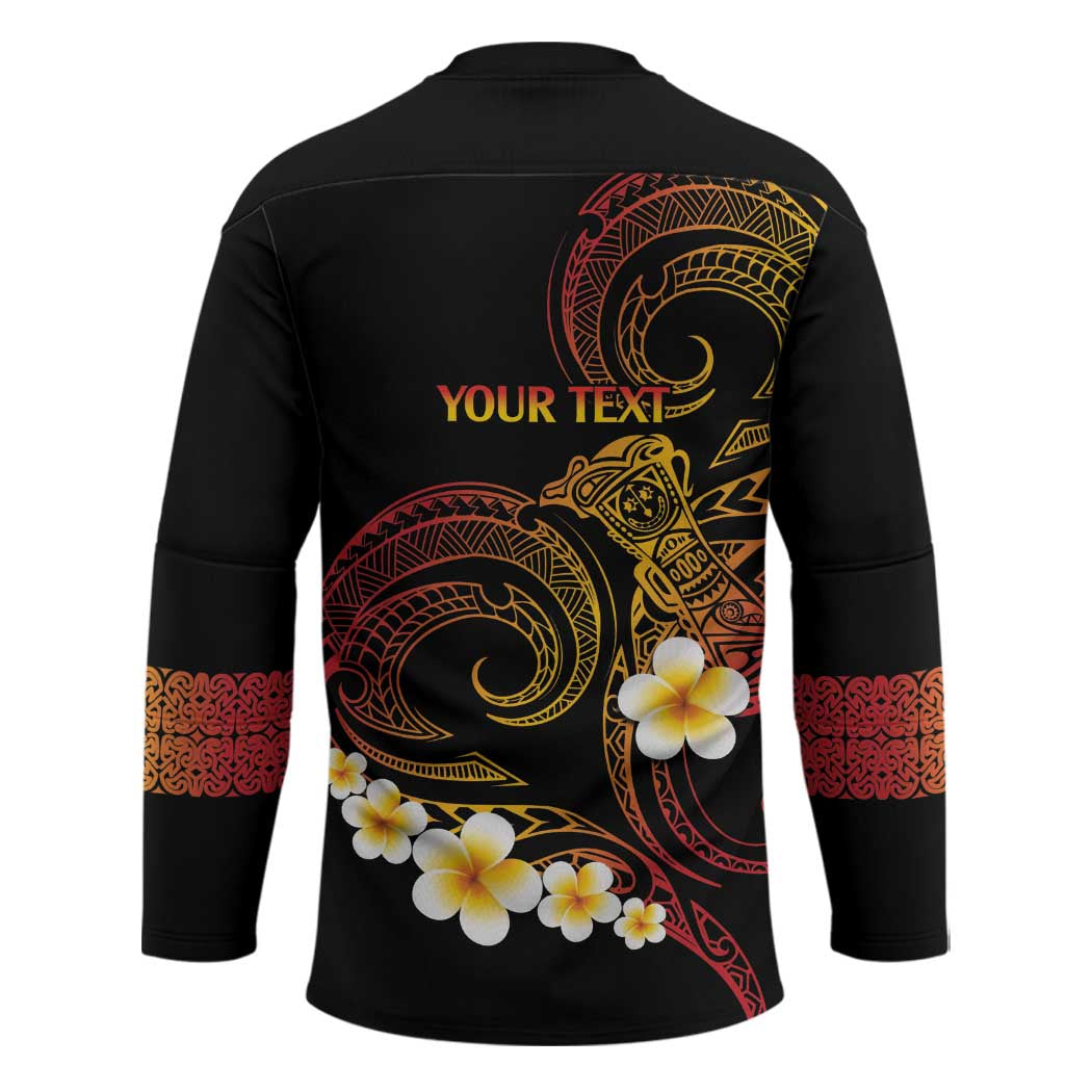 Personalised Papua New Guinea Sepik Hockey Jersey Plumeria Floral Tribal Pattern - Polynesian Pride
