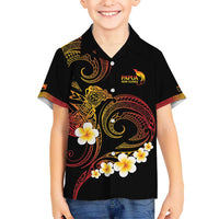 Personalised Papua New Guinea Sepik Kid Hawaiian Shirt Plumeria Floral Tribal Pattern - Polynesian Pride