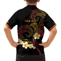 Personalised Papua New Guinea Sepik Kid Hawaiian Shirt Plumeria Floral Tribal Pattern - Polynesian Pride
