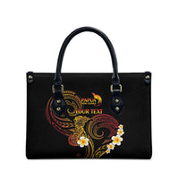 Personalised Papua New Guinea Sepik Leather Bag Plumeria Floral Tribal Pattern - Polynesian Pride