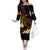 Personalised Papua New Guinea Sepik Off The Shoulder Long Sleeve Dress Plumeria Floral Tribal Pattern - Polynesian Pride
