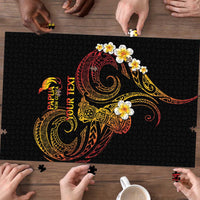 Personalised Papua New Guinea Sepik Puzzle Plumeria Floral Tribal Pattern - Polynesian Pride