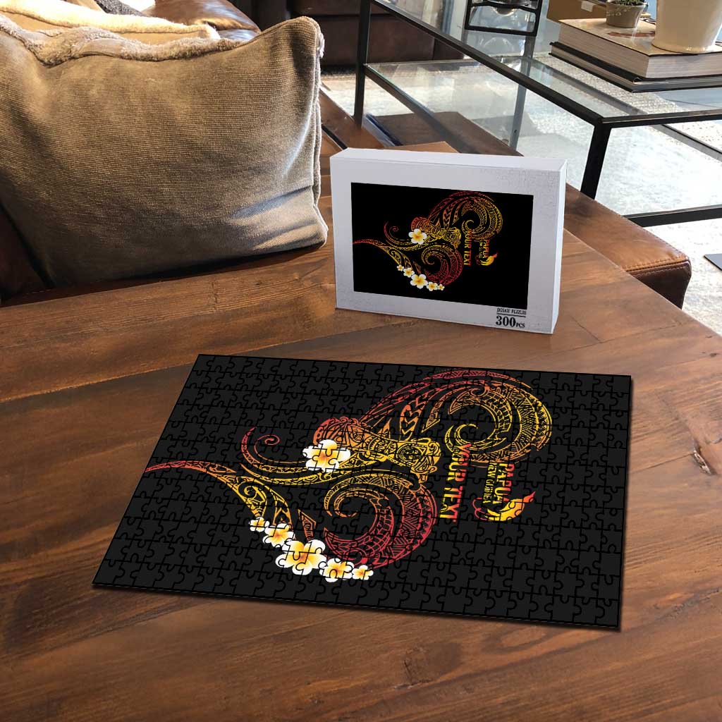 Personalised Papua New Guinea Sepik Puzzle Plumeria Floral Tribal Pattern - Polynesian Pride