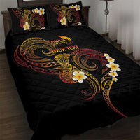 Personalised Papua New Guinea Sepik Quilt Bed Set Plumeria Floral Tribal Pattern - Polynesian Pride