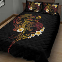 Personalised Papua New Guinea Sepik Quilt Bed Set Plumeria Floral Tribal Pattern - Polynesian Pride