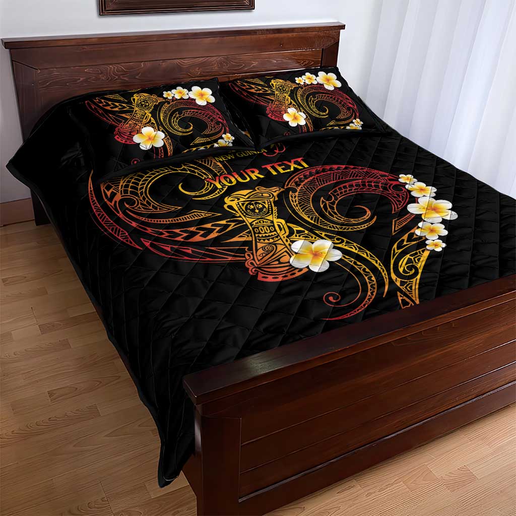 Personalised Papua New Guinea Sepik Quilt Bed Set Plumeria Floral Tribal Pattern - Polynesian Pride