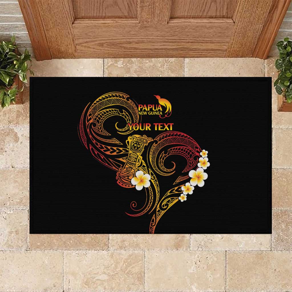 Personalised Papua New Guinea Sepik Rubber Doormat Plumeria Floral Tribal Pattern - Polynesian Pride
