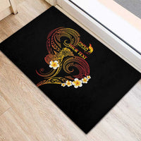 Personalised Papua New Guinea Sepik Rubber Doormat Plumeria Floral Tribal Pattern - Polynesian Pride