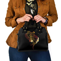 Personalised Papua New Guinea Sepik Shoulder Handbag Plumeria Floral Tribal Pattern - Polynesian Pride