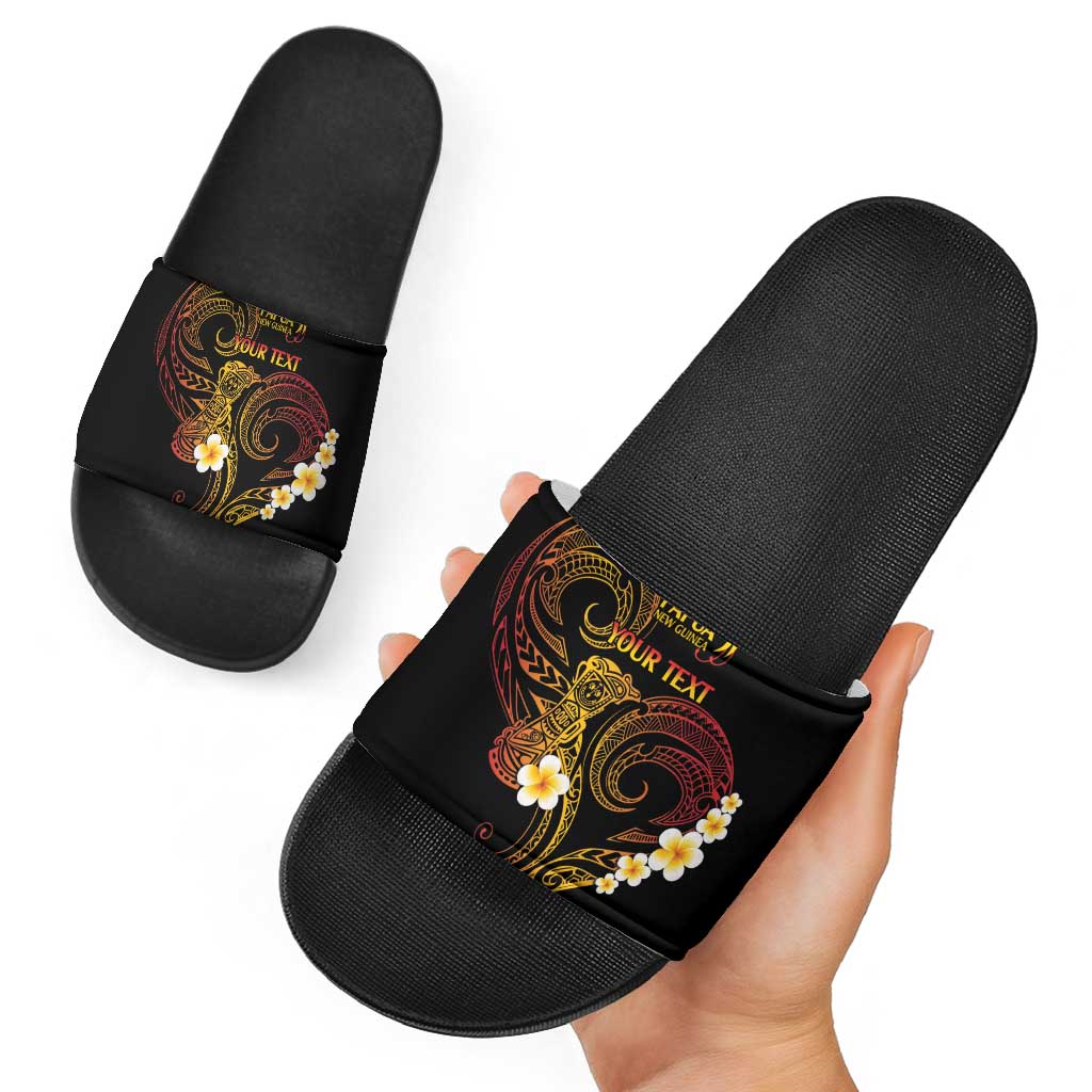 Personalised Papua New Guinea Sepik Slide Sandals Plumeria Floral Tribal Pattern - Polynesian Pride