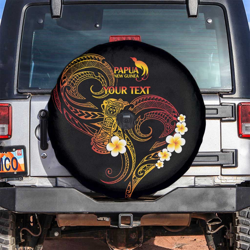 Personalised Papua New Guinea Sepik Spare Tire Cover Plumeria Floral Tribal Pattern - Polynesian Pride