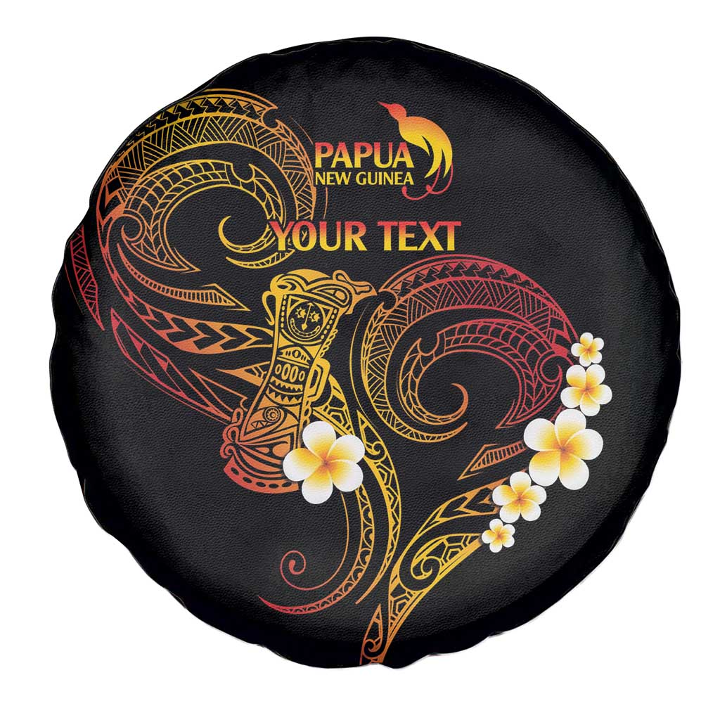 Personalised Papua New Guinea Sepik Spare Tire Cover Plumeria Floral Tribal Pattern - Polynesian Pride