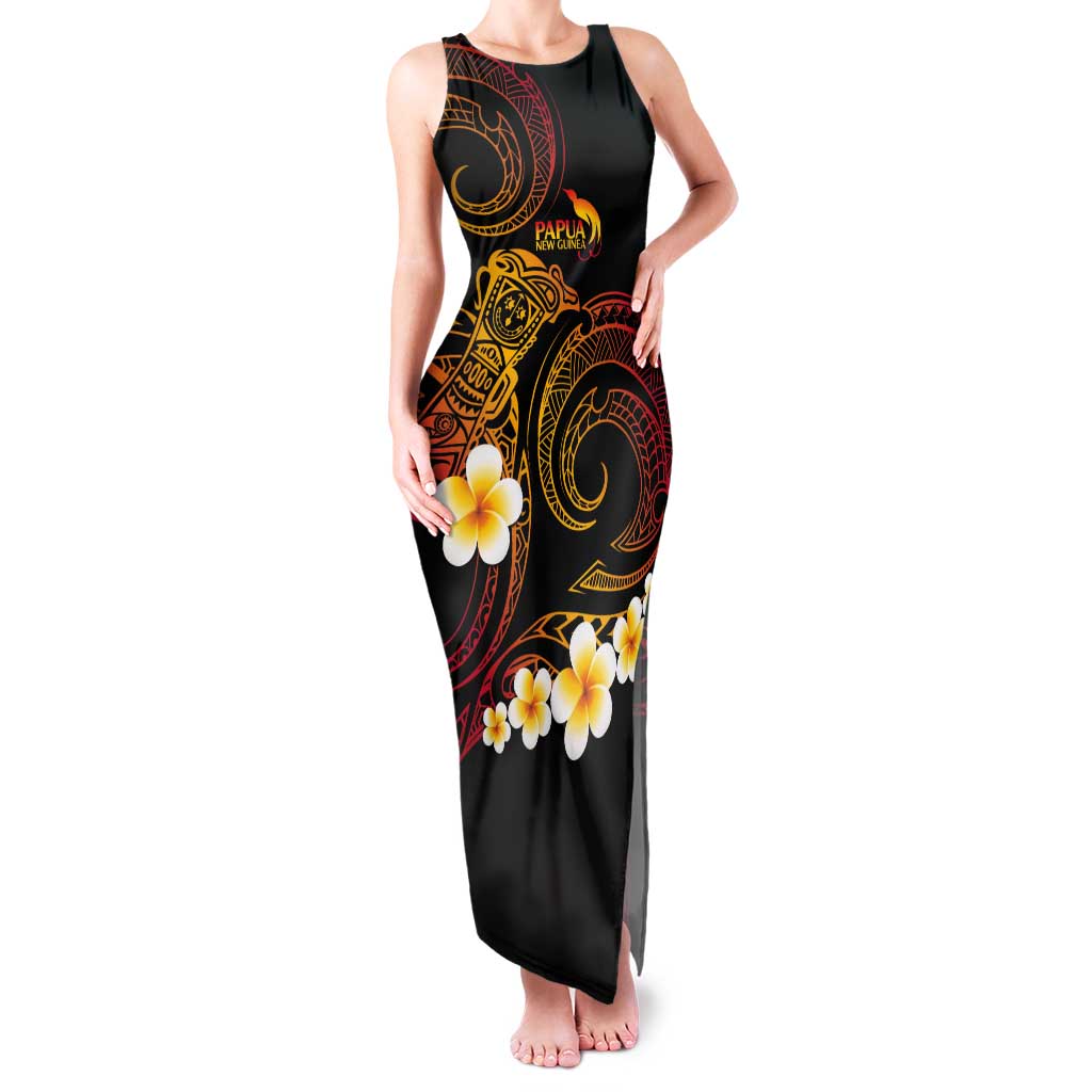 Personalised Papua New Guinea Sepik Tank Maxi Dress Plumeria Floral Tribal Pattern - Polynesian Pride