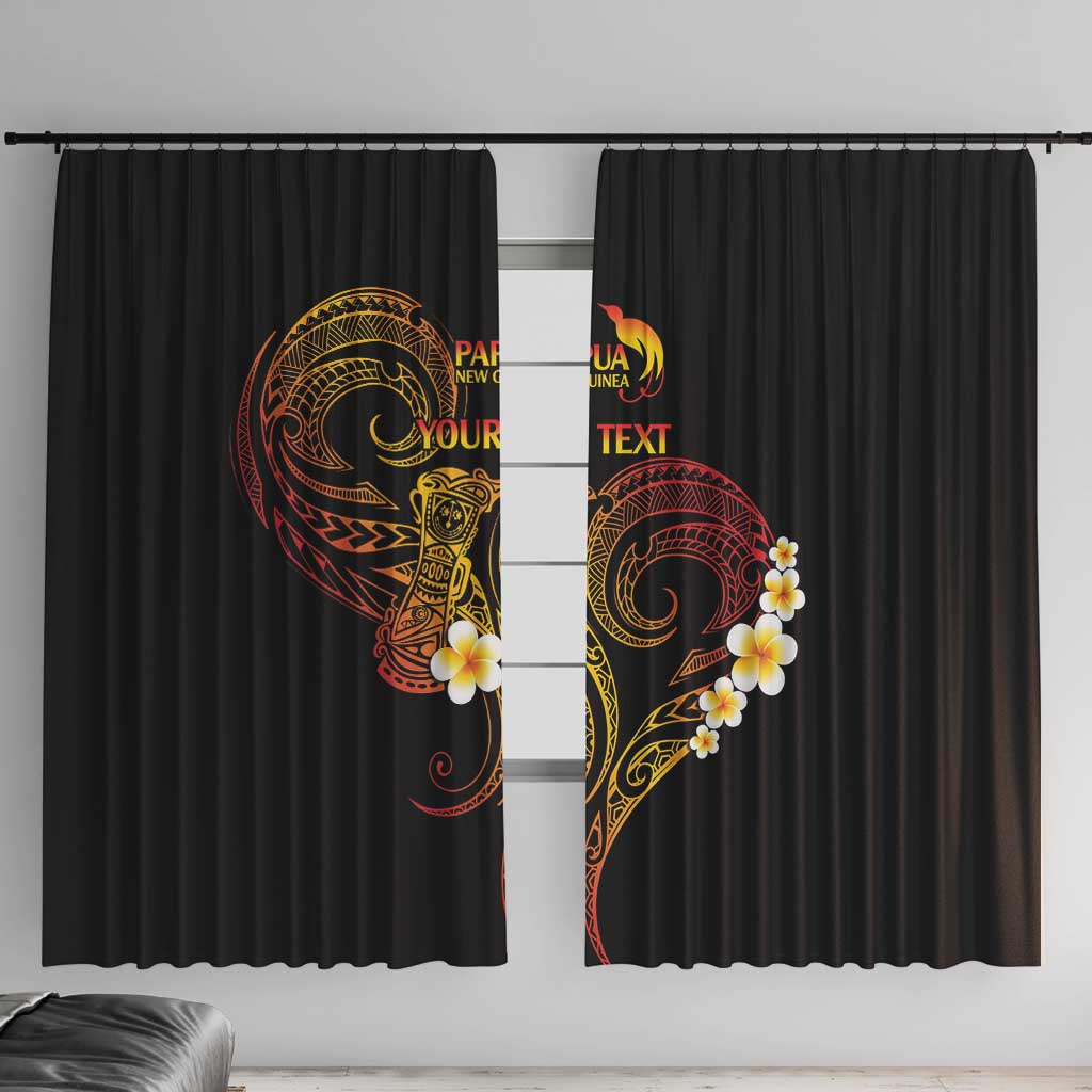 Personalised Papua New Guinea Sepik Window Curtain Plumeria Floral Tribal Pattern - Polynesian Pride