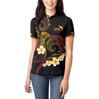 Personalised Papua New Guinea Sepik Women Polo Shirt Plumeria Floral Tribal Pattern - Polynesian Pride