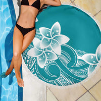 Polynesian Plumeria Flowers Tribal Beach Blanket Pacific Tattoo Teal Style - Polynesian Pride