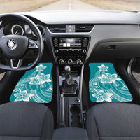Polynesian Plumeria Flowers Tribal Car Mats Pacific Tattoo Teal Style - Polynesian Pride
