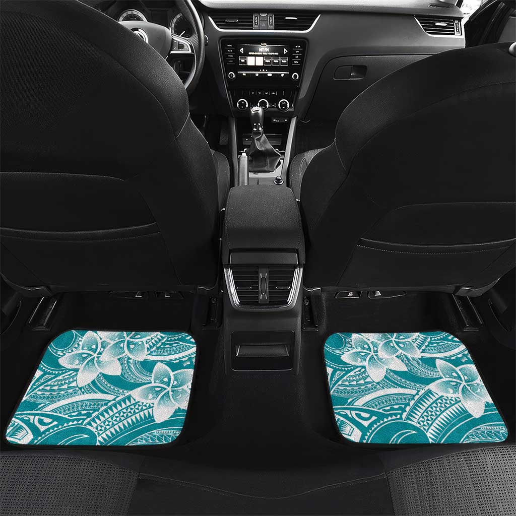 Polynesian Plumeria Flowers Tribal Car Mats Pacific Tattoo Teal Style - Polynesian Pride