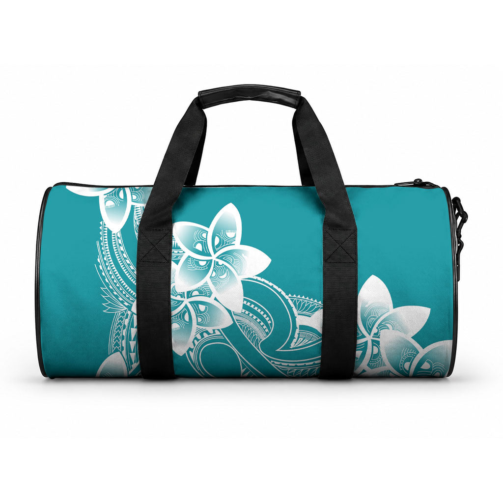 Polynesian Plumeria Flowers Tribal Duffle Bag Pacific Tattoo Teal Style LT9 One size Teal - Polynesian Pride