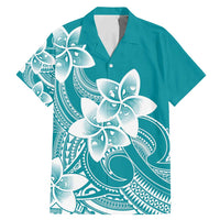 Polynesian Plumeria Flowers Tribal Family Matching Mermaid Dress and Hawaiian Shirt Pacific Tattoo Teal Style - Polynesian Pride