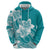 Polynesian Plumeria Flowers Tribal Hoodie Pacific Tattoo Teal Style - Polynesian Pride