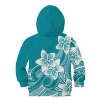 Polynesian Plumeria Flowers Tribal Kid Hoodie Pacific Tattoo Teal Style - Polynesian Pride