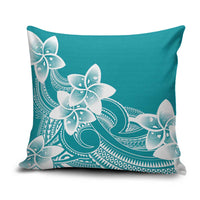 Polynesian Plumeria Flowers Tribal Pillow Cover Pacific Tattoo Teal Style - Polynesian Pride